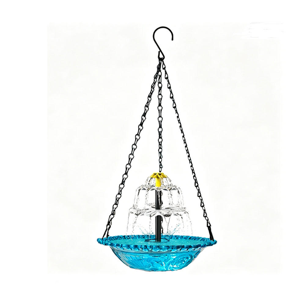 Bonsai Garden Backyard - Solar-Vogelbadbrunnen mit Hängedesign und drei Metallketten